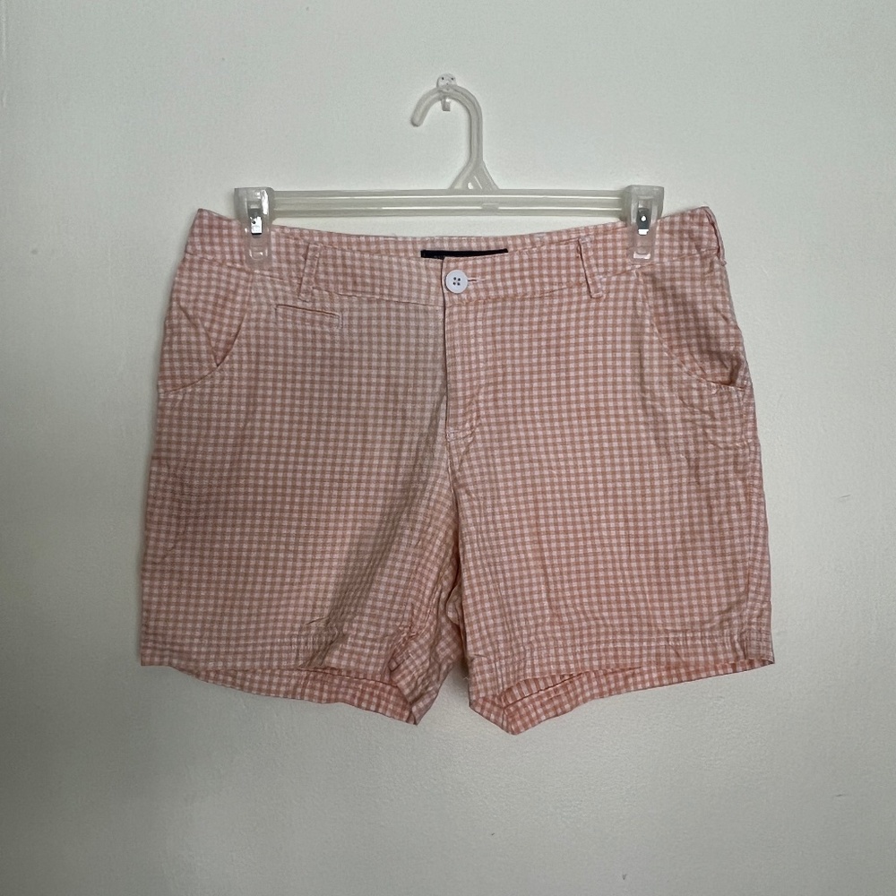 Columbia Super Bonehead Lotus Gingham Women Shorts Size 12 in Orange